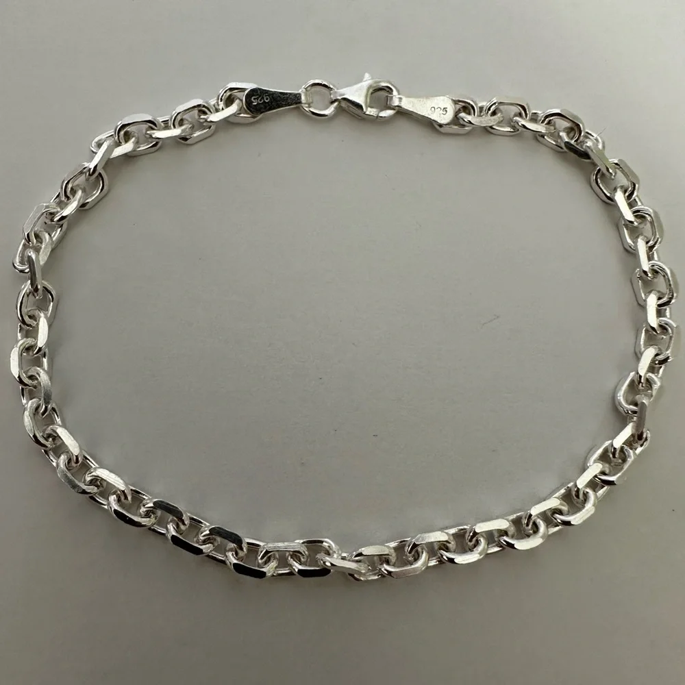 925 Silver 8” 4mm bracelet unisex link chain